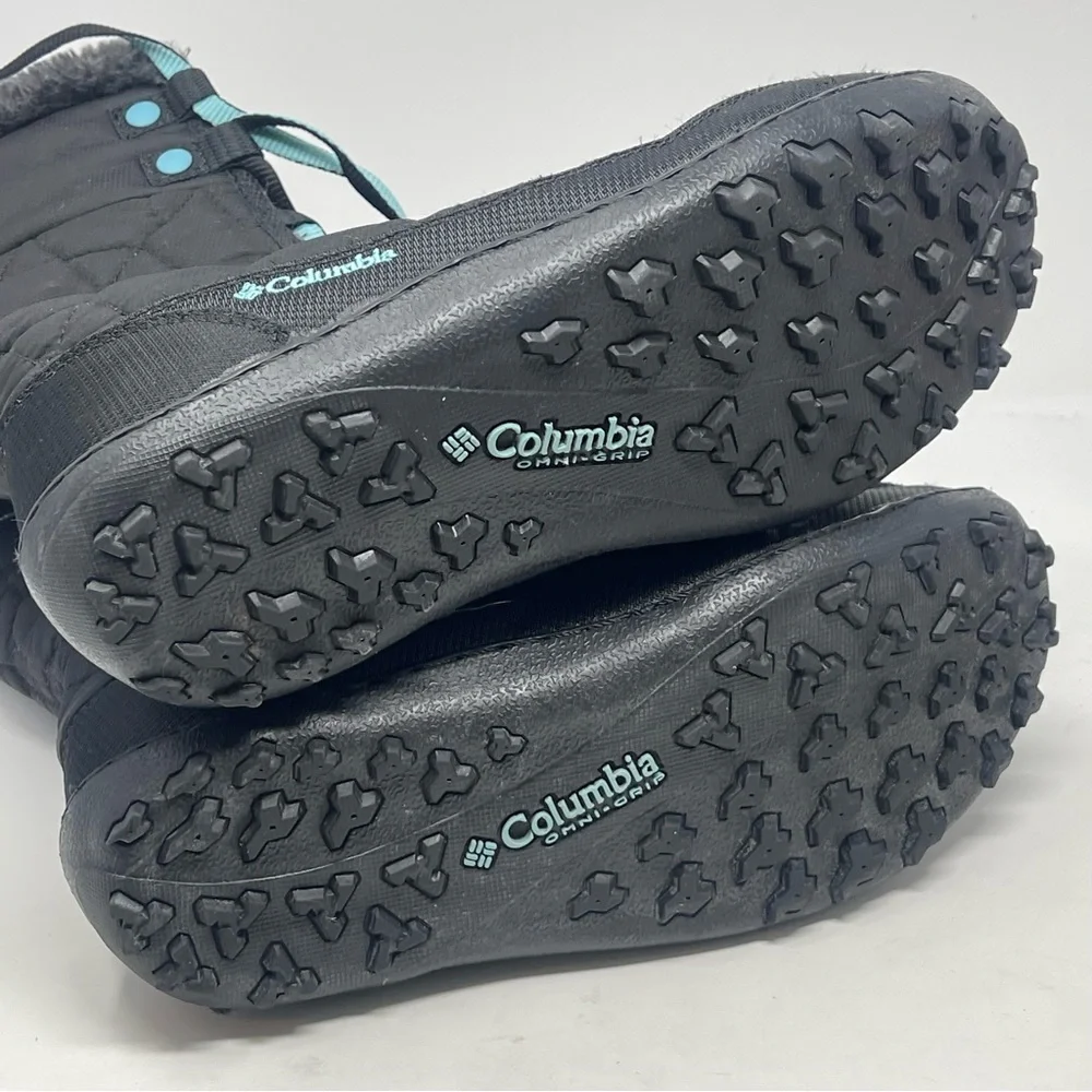 Columbia Mid Lace Boots Womens 6 Black Quilt 200 Grams Waterproof Fur Trim